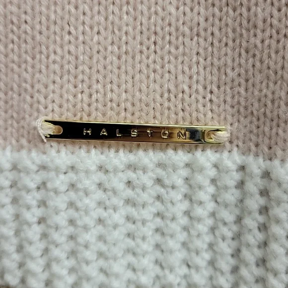 Halston Women's Colorblock Sweater - Pink, White, & Tan Small. Cottagecore Cozy - Picture 6 of 7